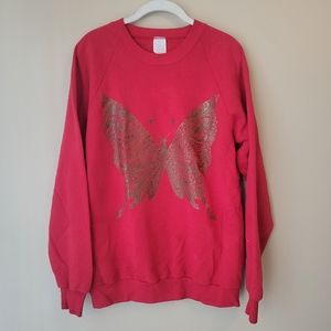 Red Butterfly Crewneck Sweatshirt Size Small